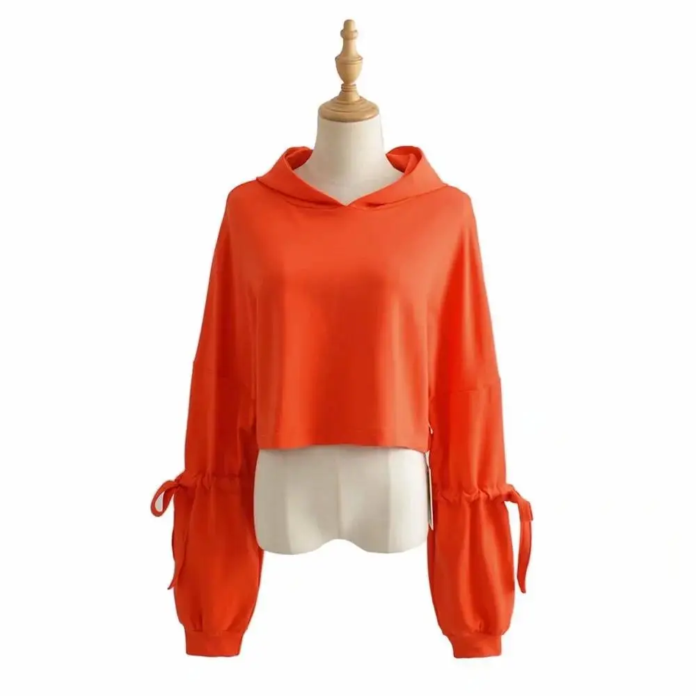 

Spring and autumn sleeve bandage Street European and American sweater women's Pullover Hooded loose women's sweater casual