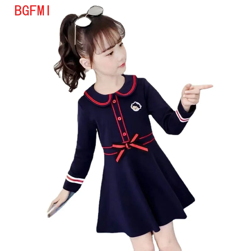 2022 Girls Dress Spring Autumn Kids Children College Wind Cotton Long Sleeve Casual Princess For | Детская одежда и обувь