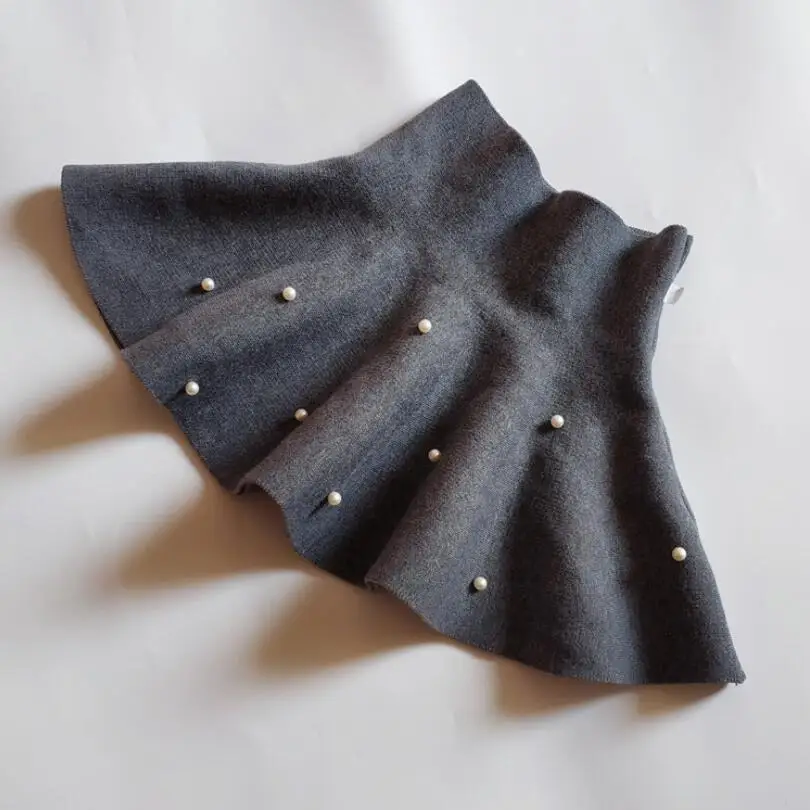 Осенне-зимняя трикотажная юбка для маленьких девочек принцессы с жемчугом