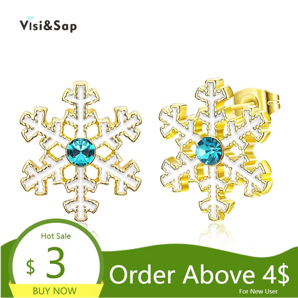 Visisap Прекрасный Снежинка американские серьги асимметричные со шпилькой для