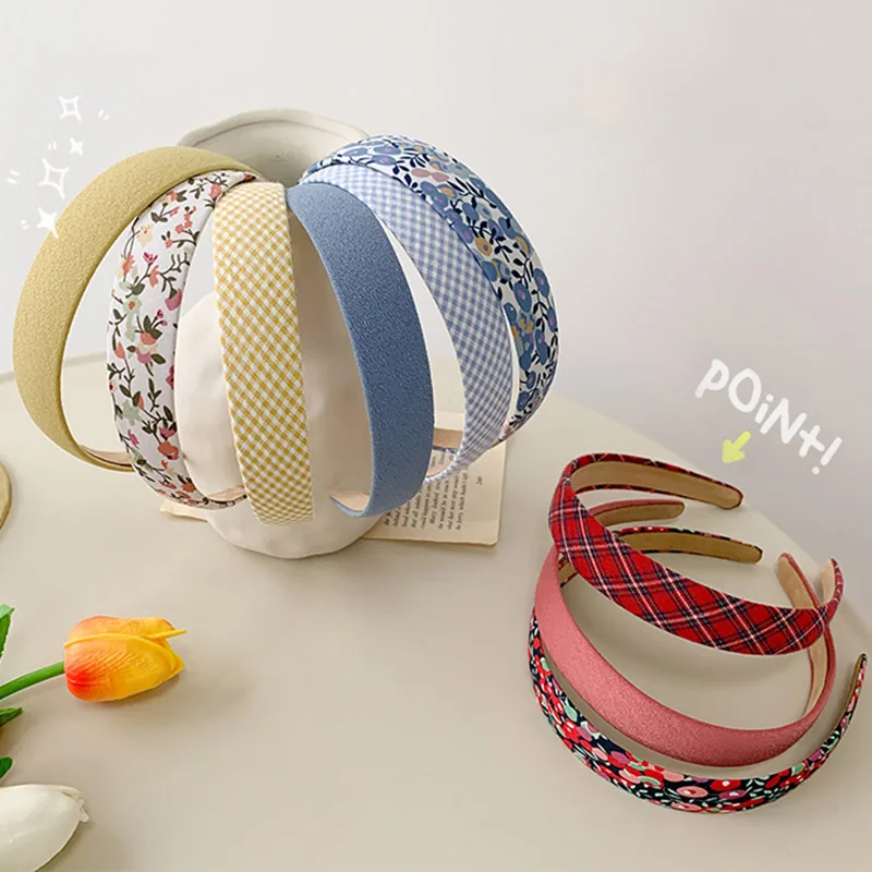Haimeikang Retro Floral Plaid Hairband Bezel Hoop Fashion Solid Color Washing Headband Hair Women Girls Accessories |