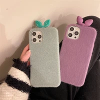 for iphone 13 12 11 pro max x xr xs 7 8 plus mobile phone case to keep warm in winter pure color plush protective cover