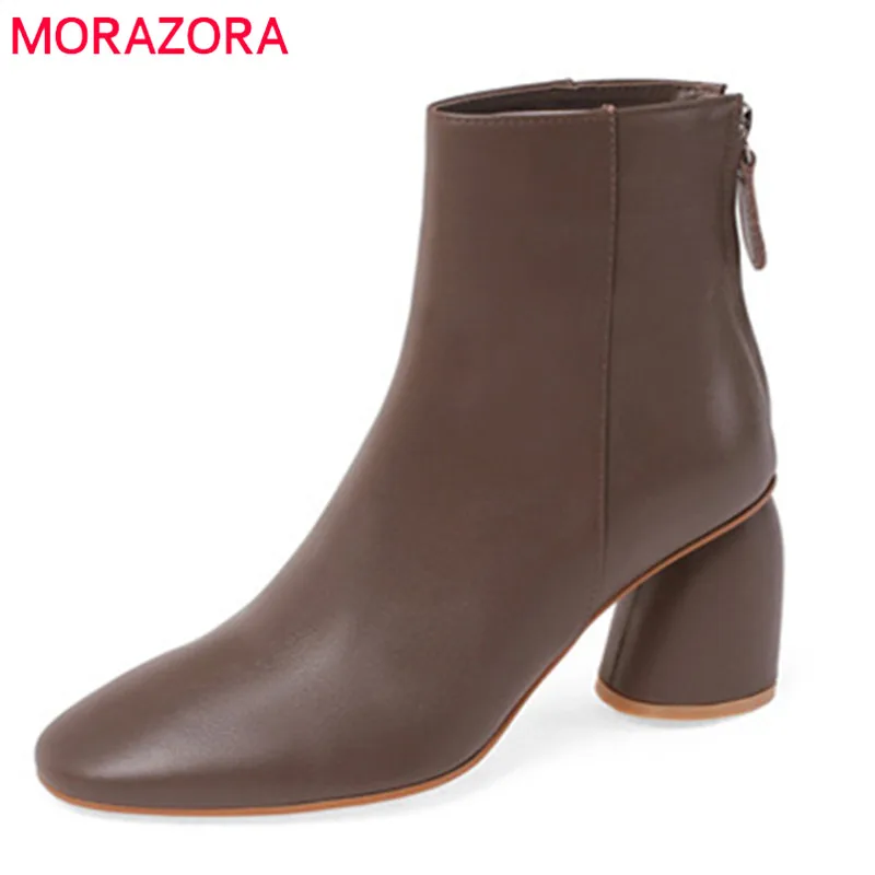 

Женские Классические ботильоны из натуральной кожи MORAZORA, черные классические офисные ботильоны из натуральной кожи на высоком каблуке, с к...