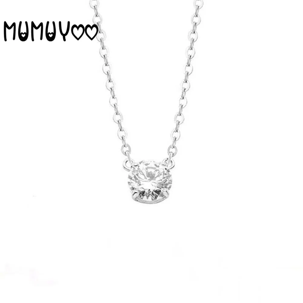

SWA 2020 fashion jewelry high quality classic simple small square crystal four prong pendant necklace female romantic gift