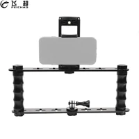 smartphone video rig dual grip handle phone stabilizer camera filmmaking cage underwater diving tripod mount stand for gopro 9 8