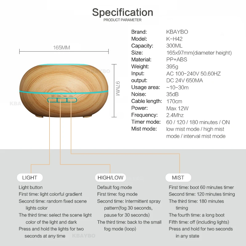 300 мл ультразвуковой увлажнитель воздуха Арома эфирные масла диффузор древесины