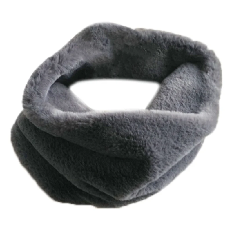 

Winter Furry Plush Infinity Loop Circle Scarf Solid Color Thick Neck Warmer Wrap X5XA
