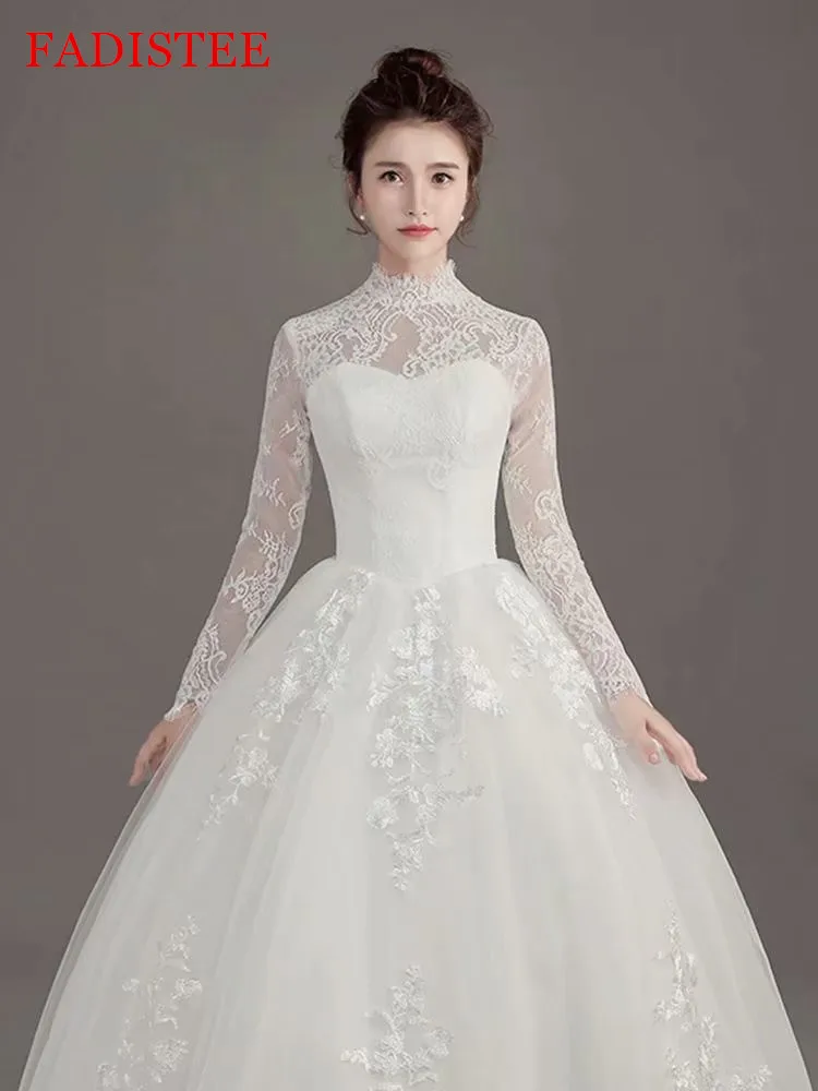 

Женское винтажное свадебное платье It's yiiya, белое кружевное платье трапециевидной формы с длинными рукавами на лето 2021