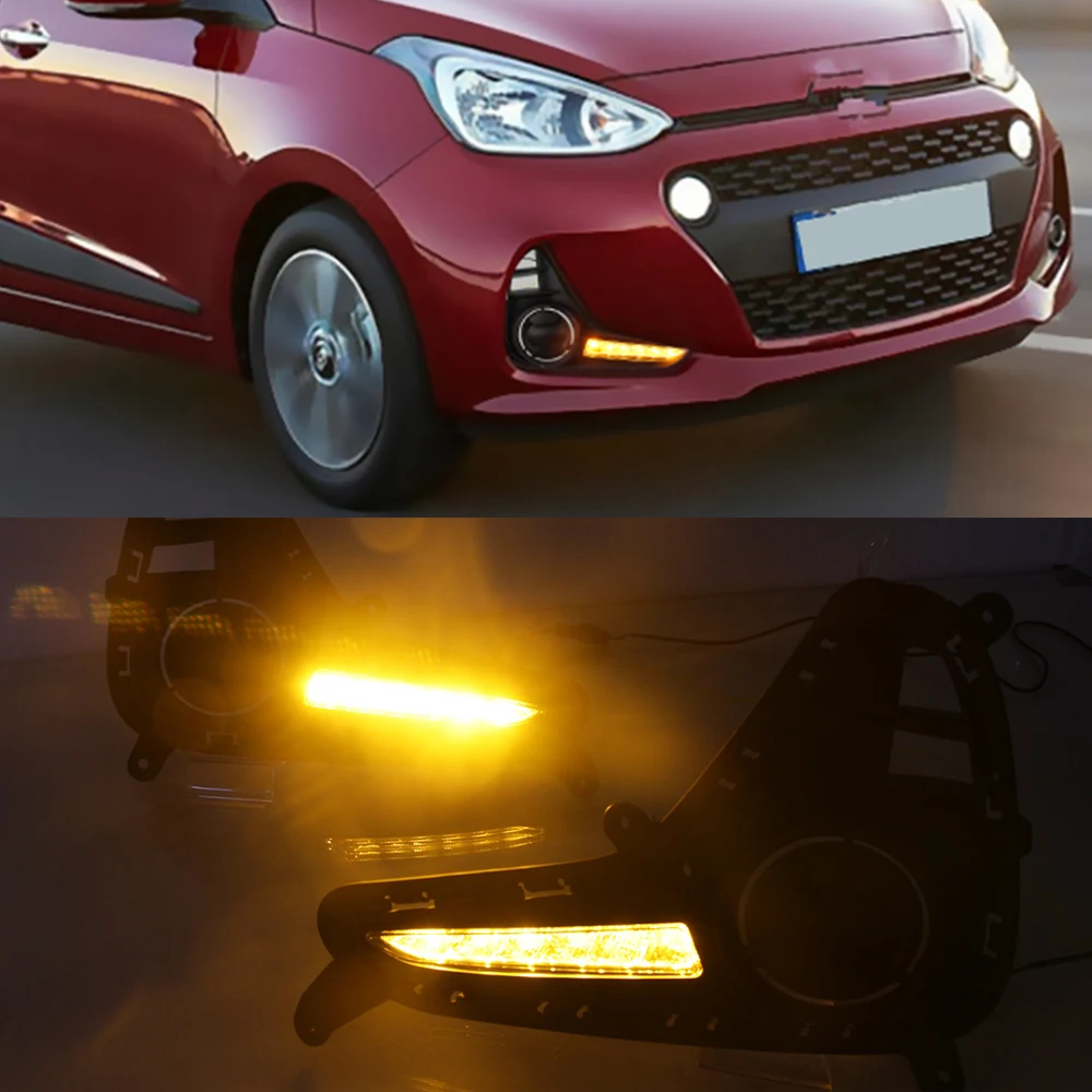 Автомобильная проблесковая 2 шт. DRL для Hyundai Grand i10 2017 2018 2019 с сигнал поворота 12V