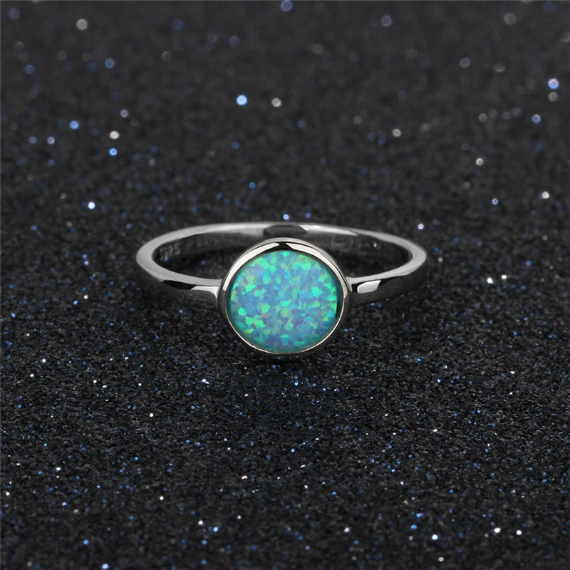 

Ailodo 100% 925 Sterling Silver Rings For Women Elegant Blue Opal Engagement Wedding Rings Fine Jewelry Birthday Gift 20AUG21