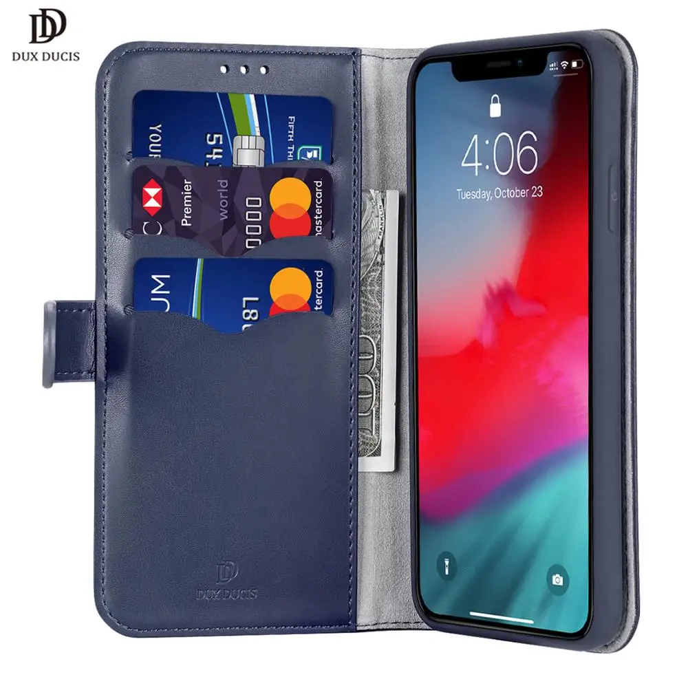 Чехол книжка из DUX DUCIS кожи для iPhone 11 2019 на Pro Max магнитный чехол кошелек XR X XS 7 8