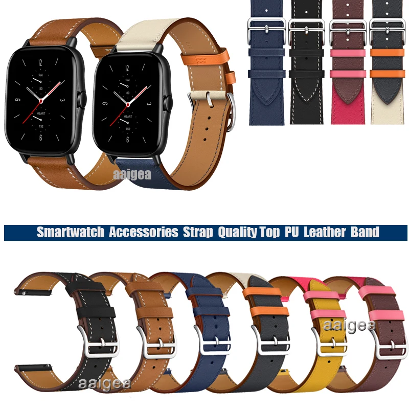 20mm 22mm Leather Watch Band Strap for Huami Amazfit GTS /GTS2/ GTS 2e/GTS2 mini for Huami GTR 42mm Neo Replacement Wrist band