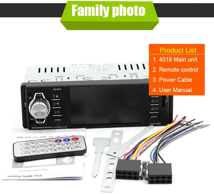 Авторадио 1 Din Bluetooth автомобильное радио 4 дюймов TFT экран 1080P видео Mp5 Плеер FM/USB SD AUX