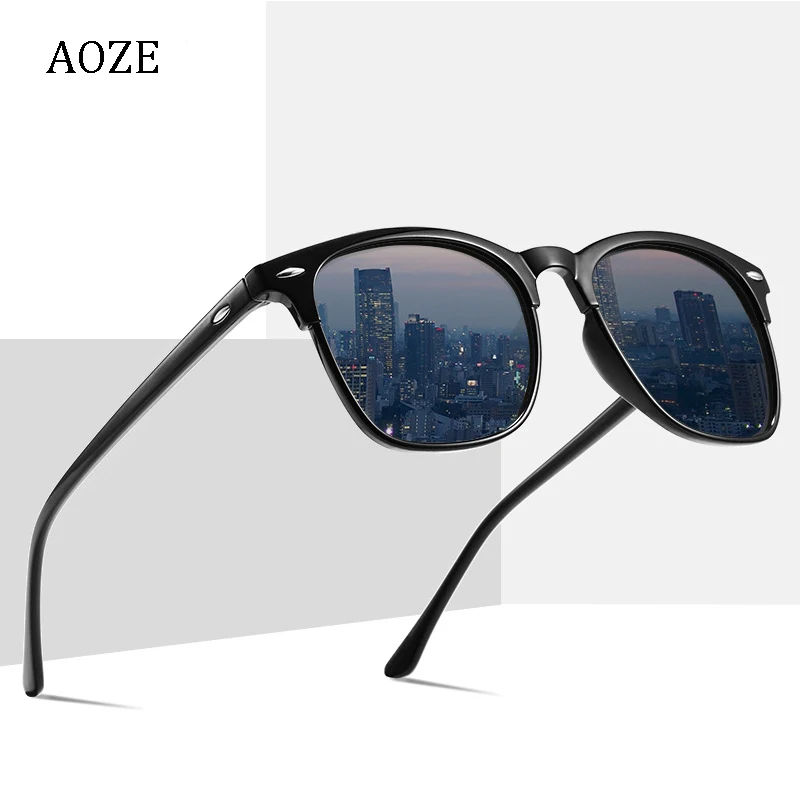 2020 AOZE модные мужские Поляризованные леопардовые солнцезащитные очки чайные