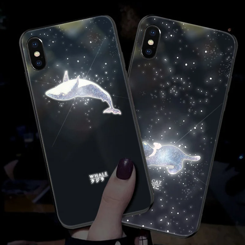 Yagoo умный светодиодный светящийся чехол для телефона для Apple iPhone X XS XR MAX 6 6S 7 8 Plus чехол s задняя крышка милые животные Funda роскошный силиконовый