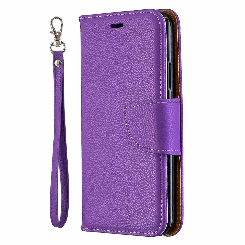 Purple Роскошный чехол-книжка с текстурой личи для iPhone 11 Pro Max, чехол для iPhone XS Max X XR 6 6S 7 8 Plus, чехлы для телефонов - Цвет: Purple
