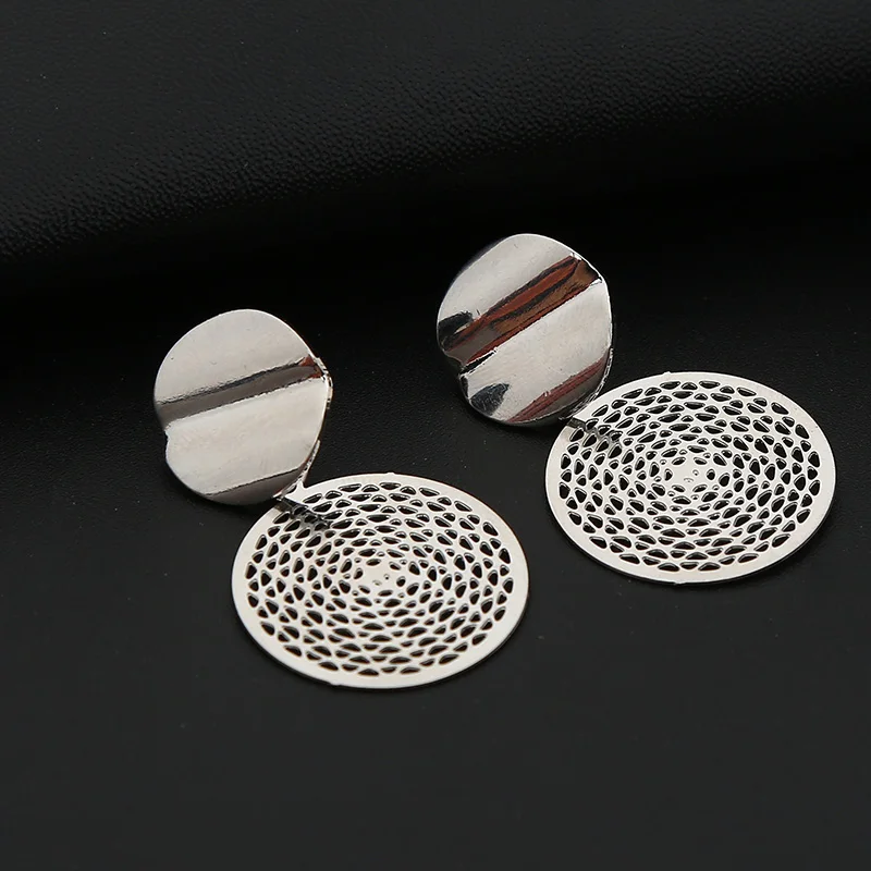 Fashio Korean Earrings for Women Rose Gold Hollow Out Vintage Round Dangle Drop 2019 Statement Earring Jewelry | Украшения и