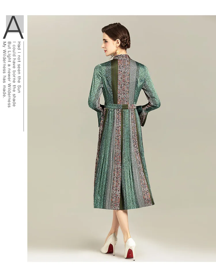 

Women's Runway Dresses O Neck Lace Bow Long Sleeves Ruffles Floarl Printed Striped Fashion High Street Casual Dresses