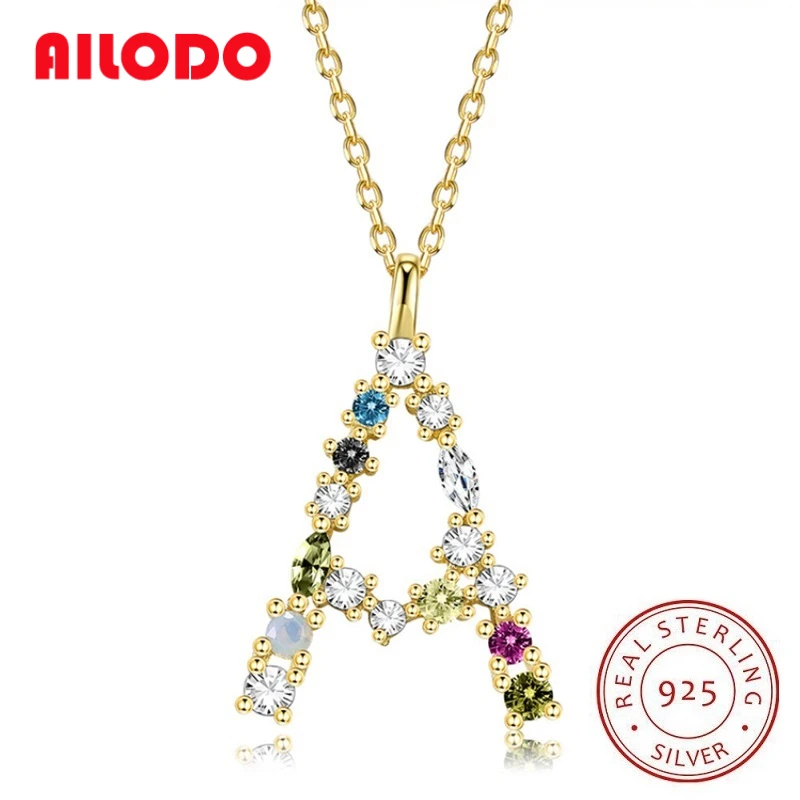 

Ailodo 925 Sterling Silver Women Girls Initial Letter Necklace 26 Letters Charm Necklaces Pendants CZ Jewelry Personal Necklace