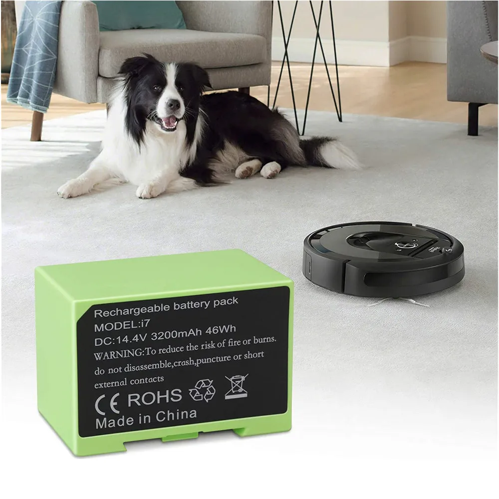 I7 14.4V 3200mAh i7 Battery Replacement for iRobot Roomba e and i Series i7+ e5 7150 7550 i3 3150 i3+ 3550 i4 4150 i4+ 4624864