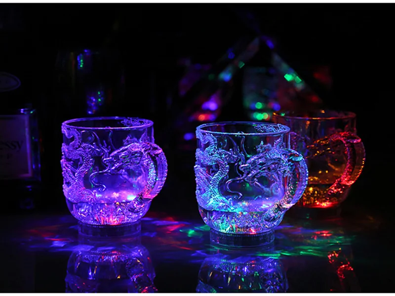 HXM LED Дракон Индуктивная Радужная цветная чашка с подсветкой стеклянная водная
