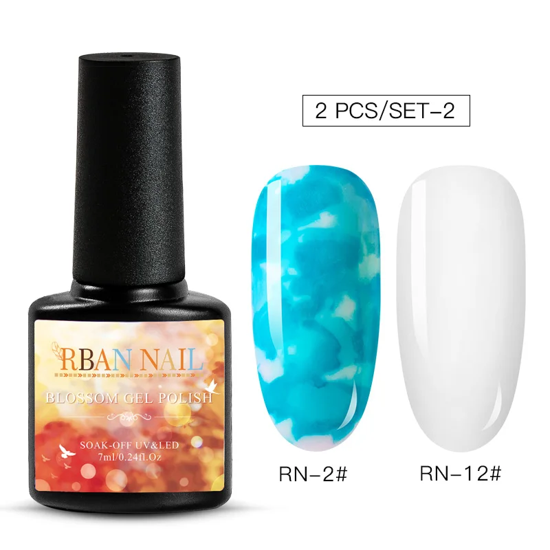 ZH04525 RBAN NAIL 8 мл Цветущий Гель-лак для ногтей акварельные чернила эффект дыма мрамор смазывание Lquid градиентный лак Гель-лак для творчества маникюр - Цвет: ZH04525