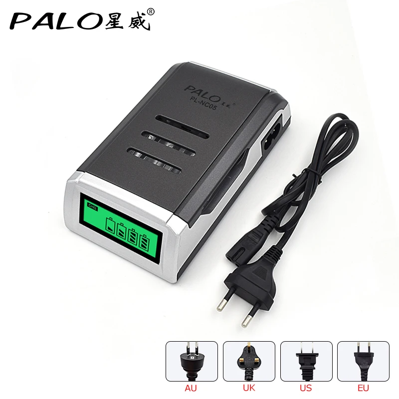PALO C905W 4 слота ЖК-дисплей Умный интеллектуальный аккумулятор зарядное устройство для AA/AAA NiCd NiMh аккумуляторные батареи
