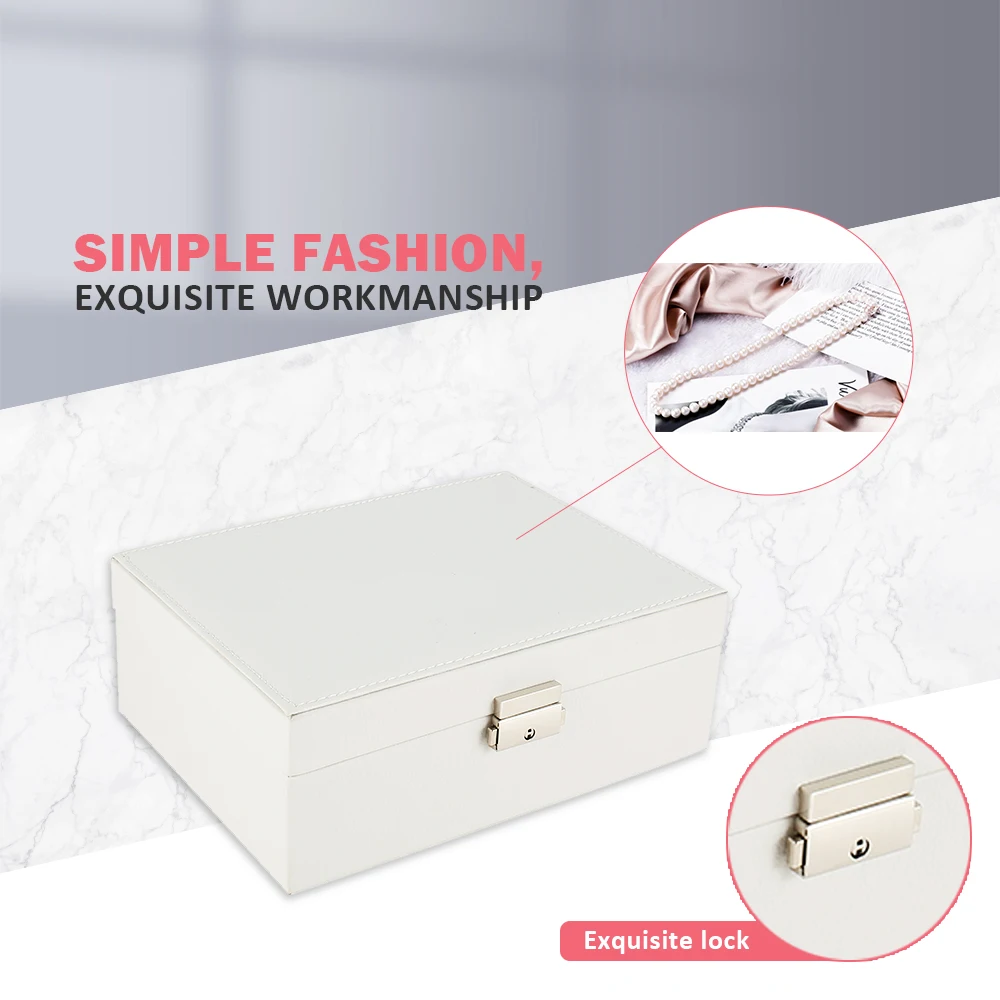 Коробка для ювелирных изделий большая емкость искусственная кожа хранения серег