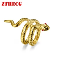 high quality retro punk snake ring for men women exaggerated gold color fashion personality stereoscopic rings dropshipping