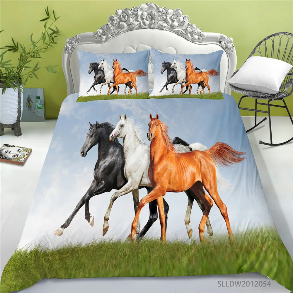 

3D Animals Bedding Set Luxury Duvet Cover Set Horse Print Super Soft Modern Home Bed Set Pillowcase 2/3 Pcs Dropship