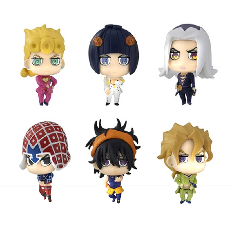 

6pcs/set JoJo's Bizarre Adventure Golden Wind Giorno Giovanna Bruno Bucciarati Guido Leone Abbacchio Misuta Action Figures Toys