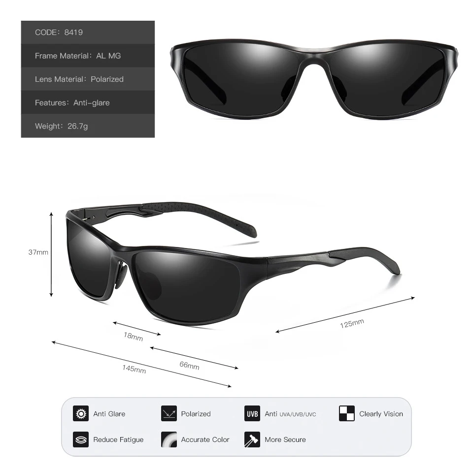 Мужские поляризованные солнцезащитные очки из алюминиево-магниевого сплава