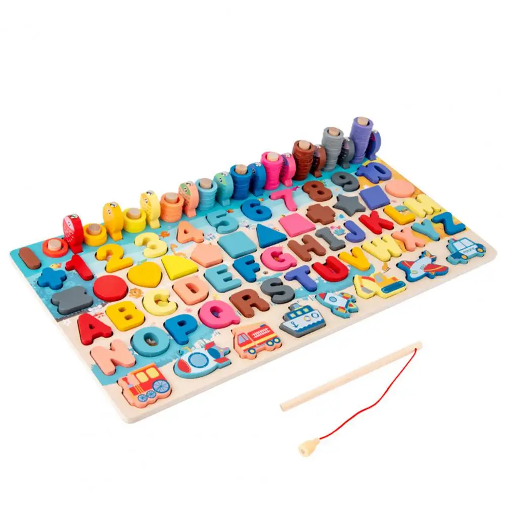 

Children Montessori Wooden Numbers Letters Puzzle Building Blocks Counting Game Kids Educational Toy