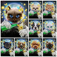 5d diy diamond painting cross stitch astronaut dog cat drink beer cartoon animal diamond embroidery picture of rhinestone gift