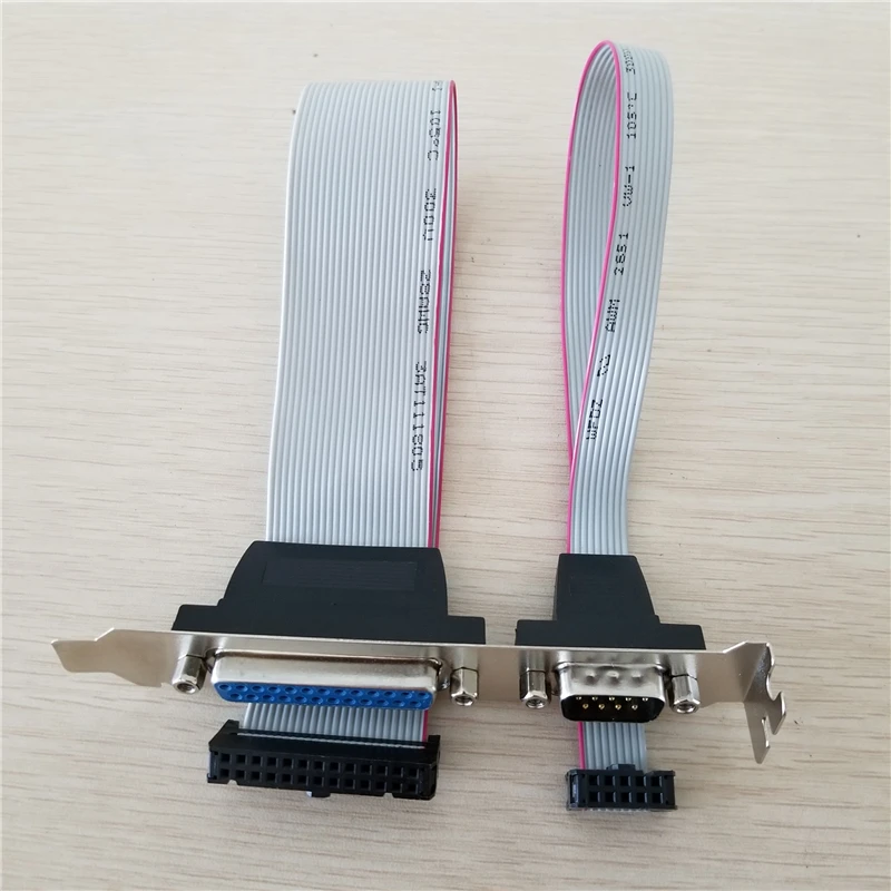 DB25 25Pin Parallel Port Printer LPT + RS-232 RS232 COM DB9 9Pin Serial Cable Cord Wire Bracket 30cm |