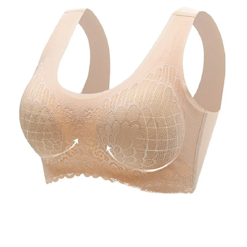 

Plus Size Women Bra Push Up Lingere For Women Sexy Lace Padded Tube Tops Seamless Latex Active Sport Bra Female Underwear