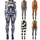 Комбинезон женский с длинным рукавом, Модный облегающий костюм в стиле бохо, на молнии, костюм на Хэллоуин
