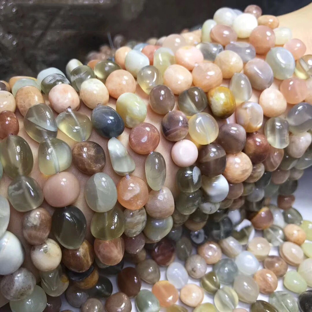 Moonstone Garnet Jade Quartz Rutilated Black tourmaline 8-9mm Gemstone Bead smooth irregular for Jewelry Making 15inch ICNWAY | Украшения и
