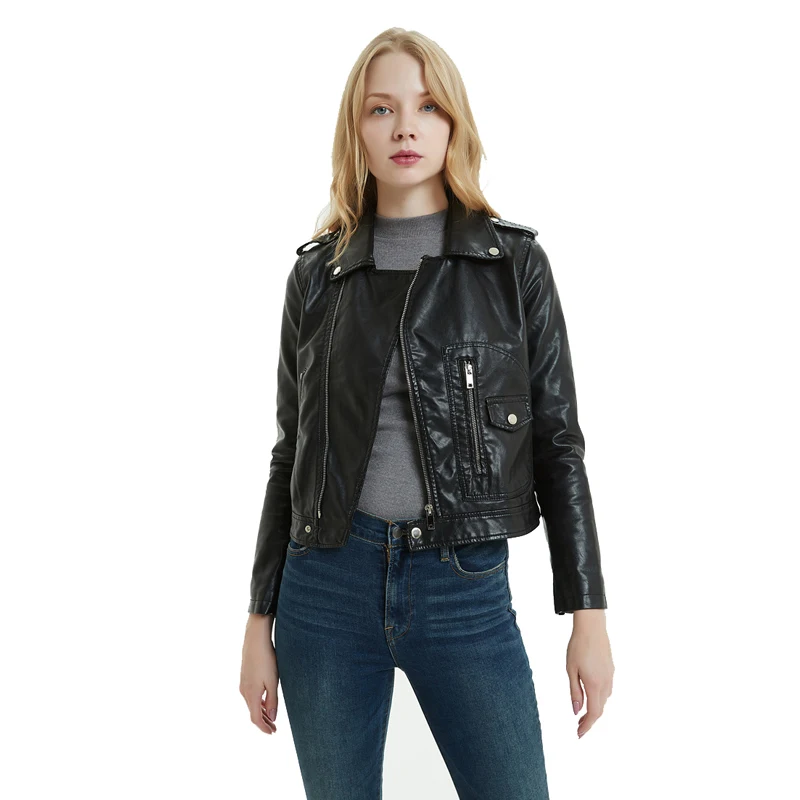 Куртки из искусственной кожи байкерские и моторные пальто для женщин новая