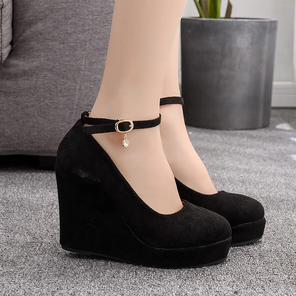 

Casual Woman Shoe Round Toe Clogs Platform Female Footwear Autumn Summer Cross Creepers Dress Fall TPR Cross-tied Buckle Strap B