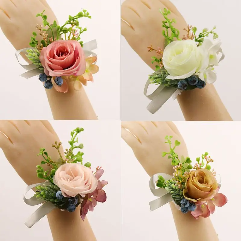 Свадебная бутоньерка на запястье для подружки невесты Искусственные розы