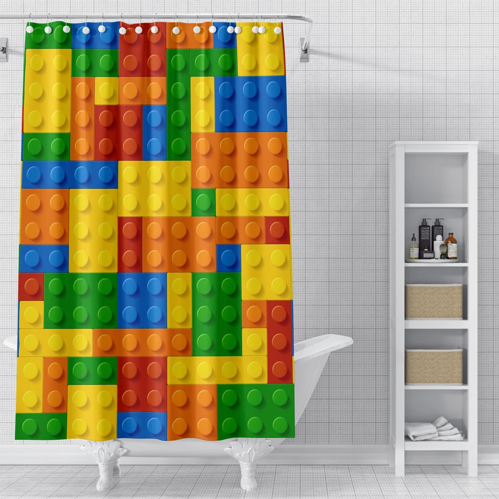 Современная занавеска для душа с крючком яркие геометрическим принтом