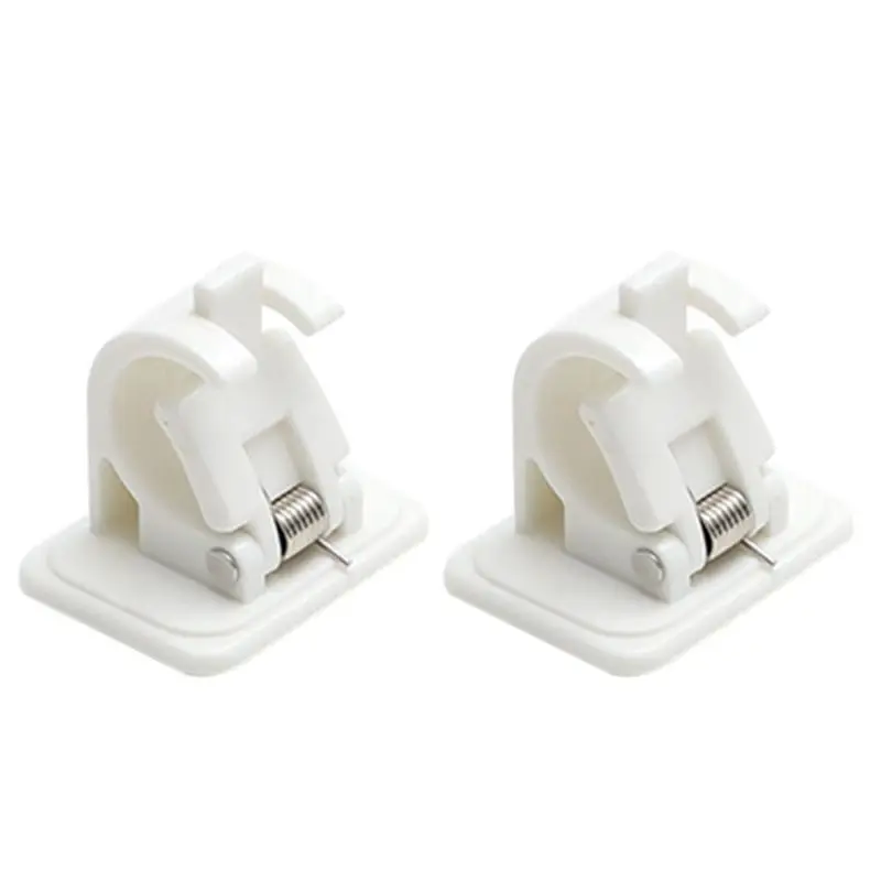 

1Pair Curtain Rod Brackets No Drill Adjustable Stick Fixed Clip Holder Rack Hook