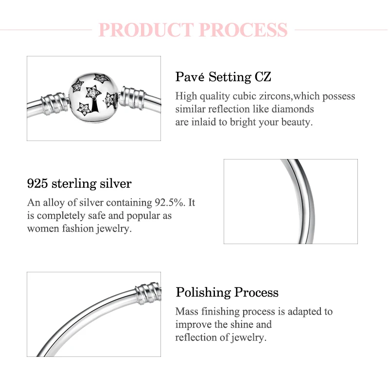 Новое поступление 925 стерлингового серебра Очаровательные яркие звезды CZ