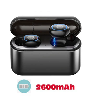 TWS 5,0 bluetooth беспроводные наушники A2 в ухо наушники Беспроводная гарнитура Водонепроницаемый с микрофоном громкой связи Наушники для телефонов - Цвет: Black 2600mAh