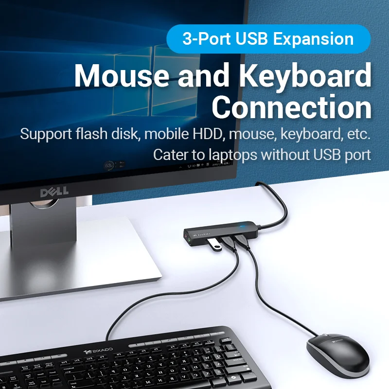 Звуковая карта 2 в 1 USB 3 0-концентратор Vention порта внешний стерео аудио адаптер 5 мм