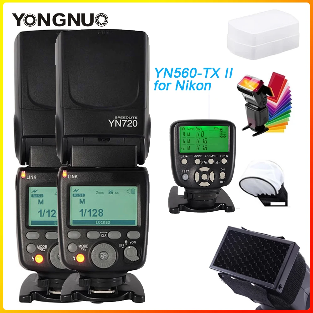 YONGNUO YN720 Flash Speedlite Wireless Master Slave GN60 LCD Display LITHIUM Battery for Canon Nikon DSLR Camera |