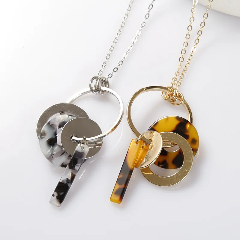 2021 женское ожерелье из золотого сплава круглое Леопардовый цвет акриловый