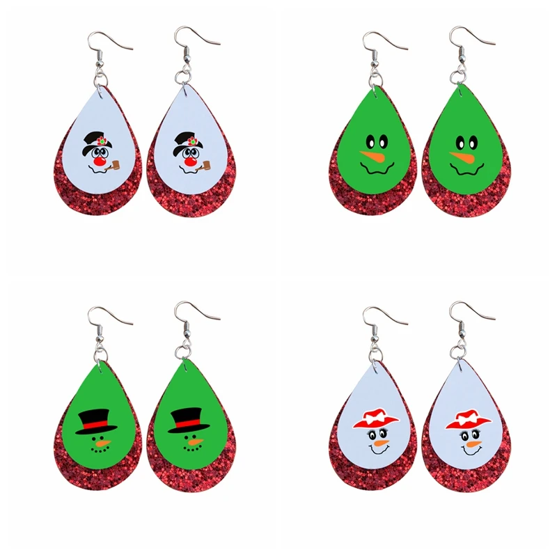Серьги из искусственной кожи со снеговиком и пугающими лицами подарок на Новый
