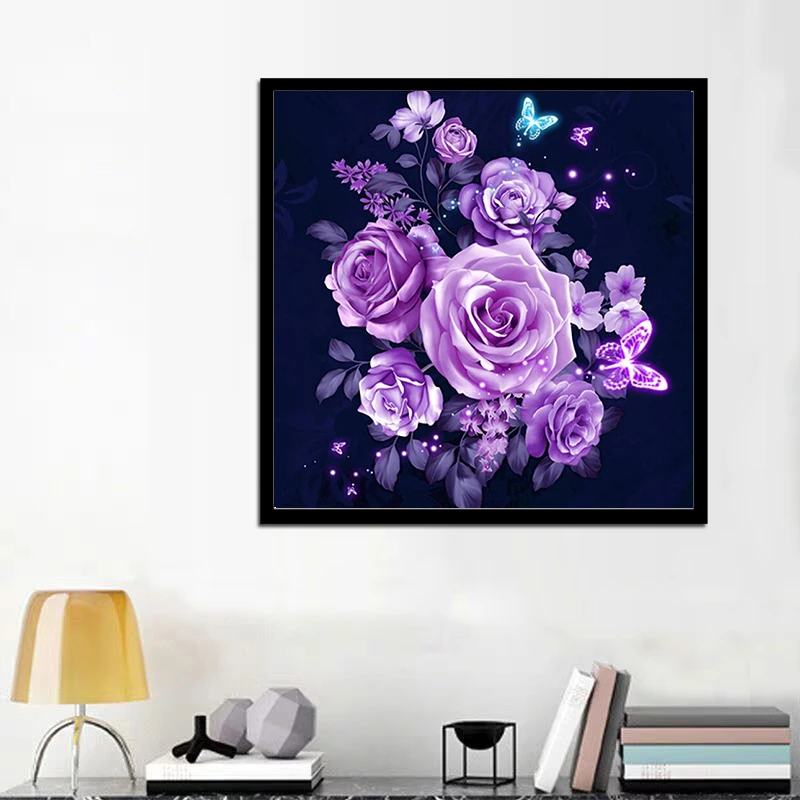 Kamy Yi 5d Diy Diamond Painting Cross Stitch Purple Rose Mosaic Picture Embroidery Home Decoration Hobby Gift | Дом и сад